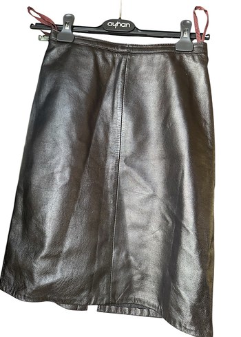 Siyah Deri Biker Ceket ve Etek Takımı - Görsel 2