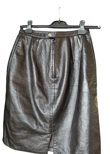 Siyah Deri Biker Ceket ve Etek Takımı - Görsel 3