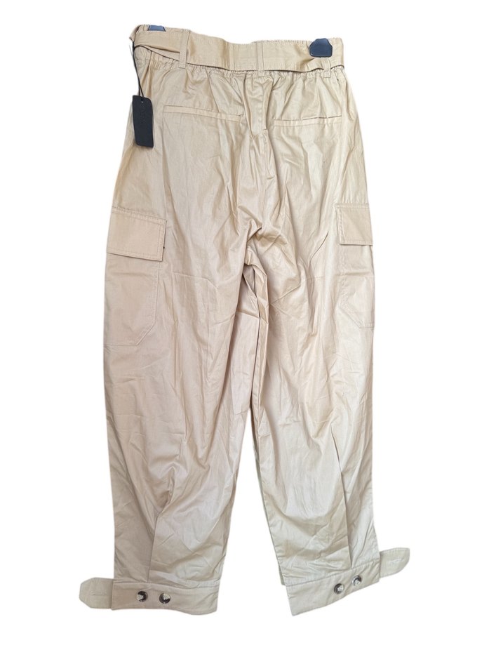 Bej Kemerli Kadın Keten Pantolon - Görsel 2