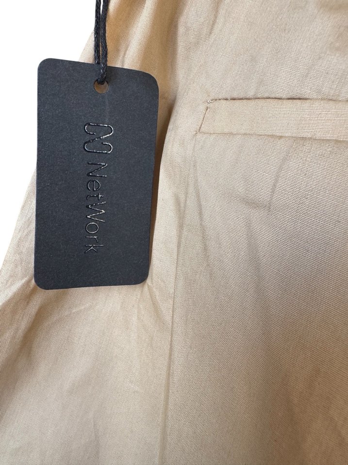 Bej Kemerli Kadın Keten Pantolon - Görsel 3