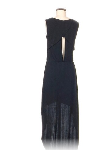 Siyah Uzun Asimetrik Kesim Kadın Elbise zara - Görsel 2