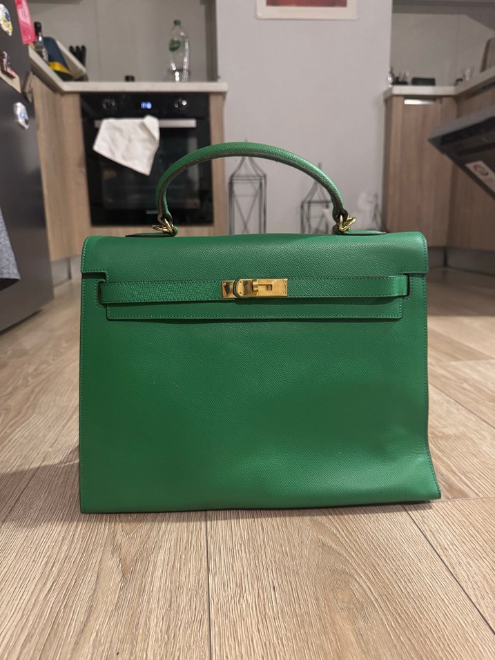 Yeşil Deri Tokalı Kadın Çanta - Görsel 2