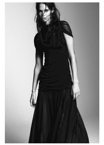 Siyah Tül Siyah Elbise - Görsel 2