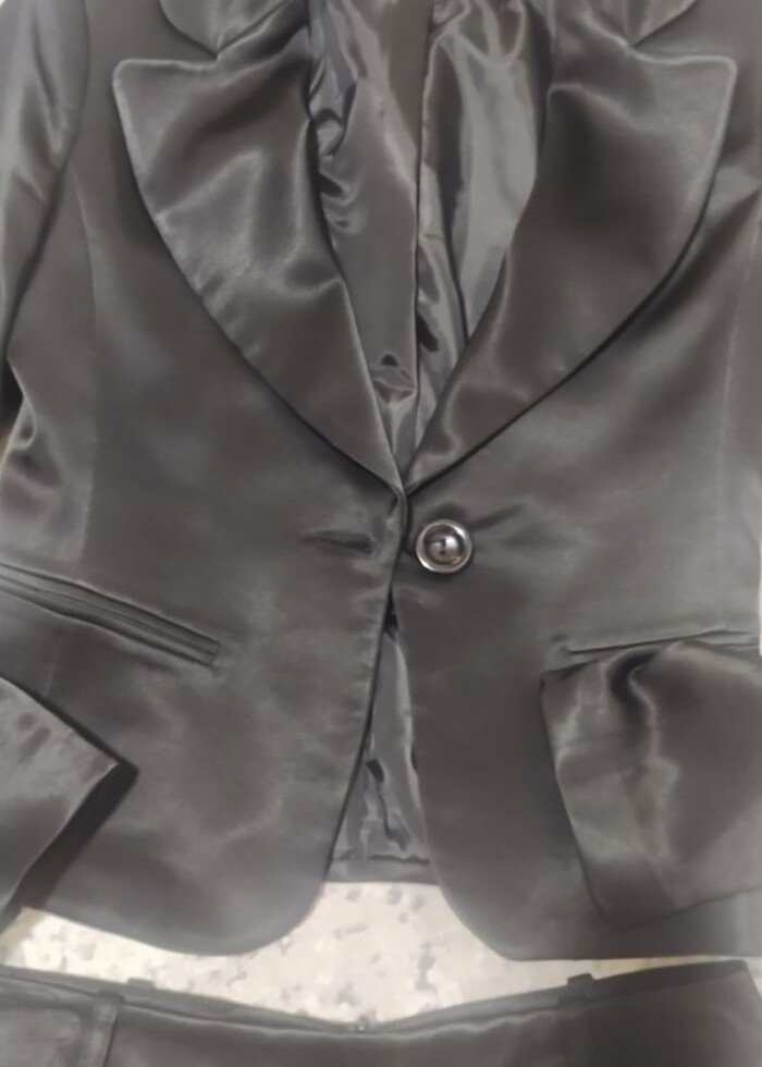 Saten etek ceket takım  - Görsel 3