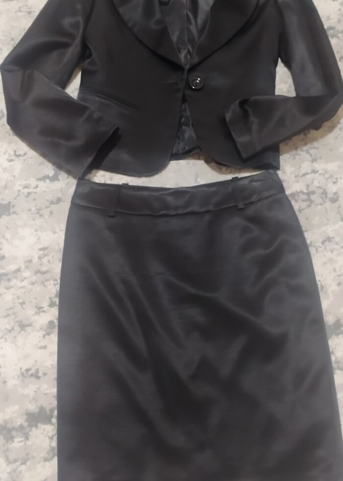 Saten etek ceket takım  - Görsel 4