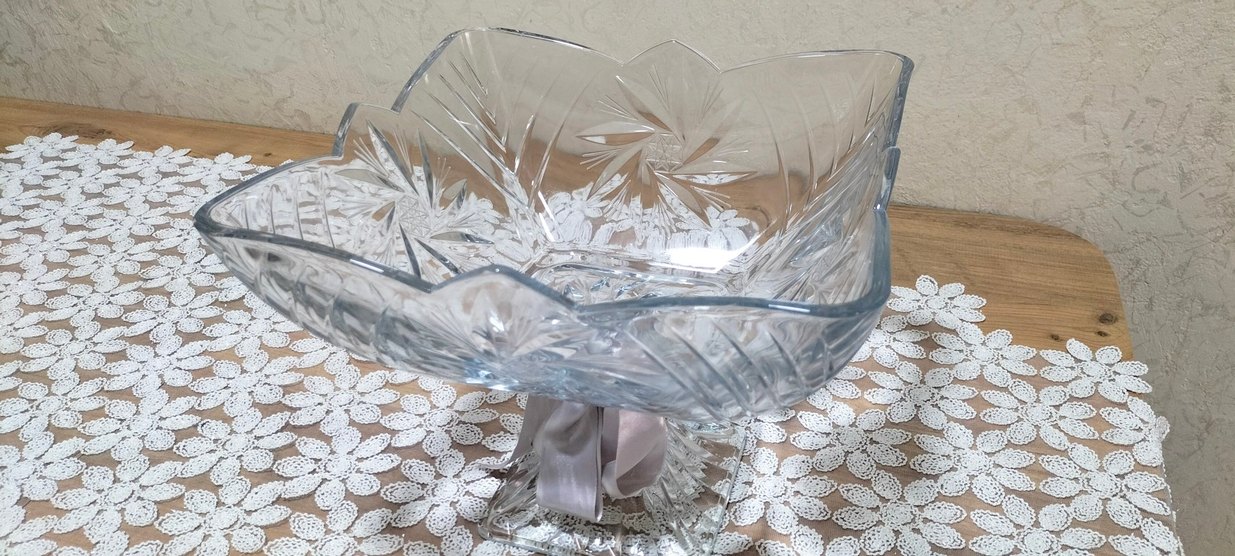 Gri Kurdeleli Şeffaf Cam Vazo - Görsel 2