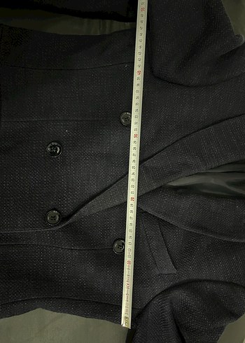 Lacivert Düğmeli Erkek Keten Kaban - Görsel 6