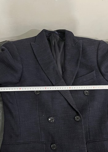 Lacivert Düğmeli Erkek Keten Kaban - Görsel 5