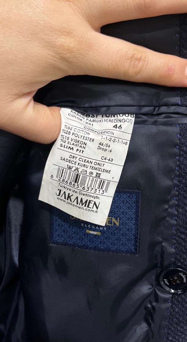 Lacivert Düğmeli Erkek Keten Kaban - Görsel 3