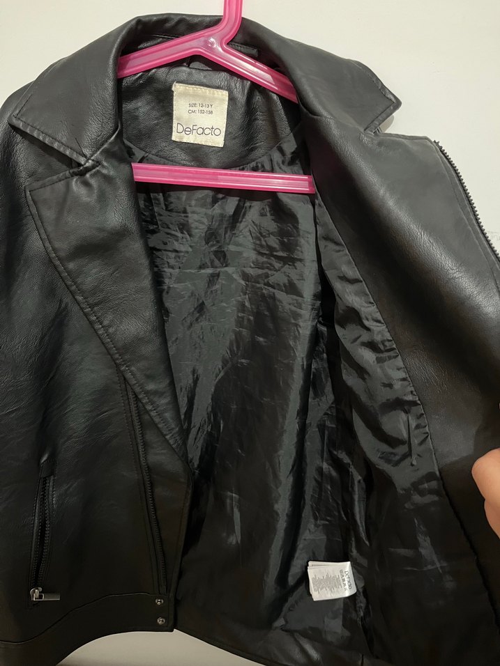 Siyah Deri Biker Ceket - Görsel 4