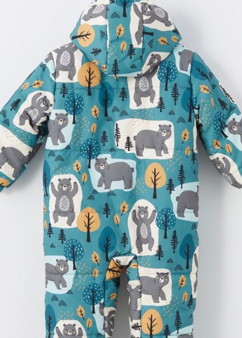 Desenli Bebek Tulumu, Kapüşonlu ve Kürklü(kar tulumu) - Görsel 4