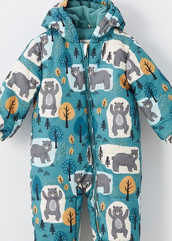 Desenli Bebek Tulumu, Kapüşonlu ve Kürklü(kar tulumu) - Görsel 2