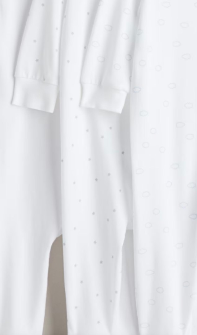 Beyaz Pamuklu Bebek Tulum Seti - Görsel 2