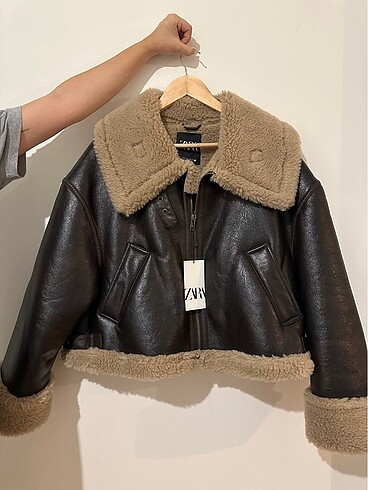 Zara kahverengi biker ceket
