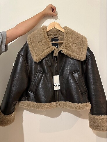 Zara kahverengi biker ceket