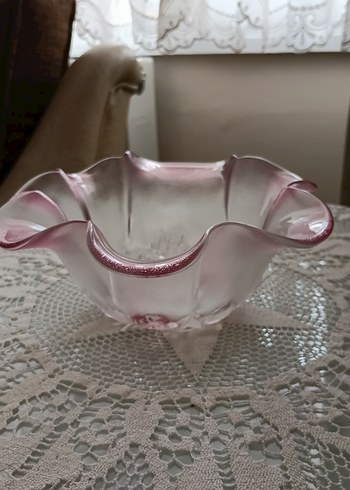 Pembe Vintage Nakış Desenli Tabak - Görsel 2