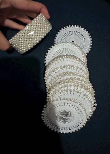 Boncuklu Beyaz ignelik - Görsel 2