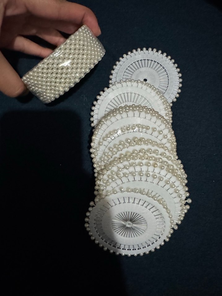 Boncuklu Beyaz ignelik - Görsel 2