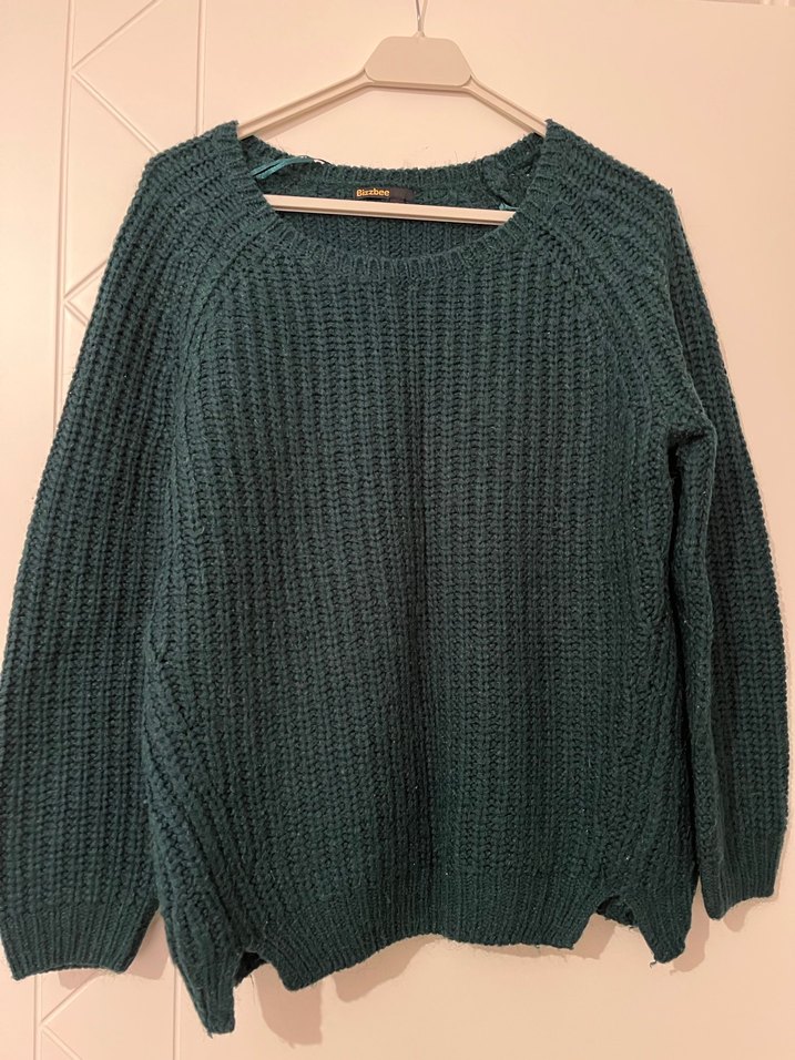 Kadın Koyu Yeşil Örgü Kazak - Görsel 4