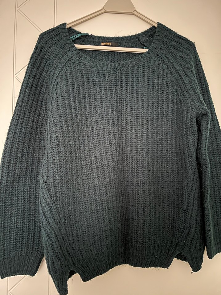 Kadın Koyu Yeşil Örgü Kazak - Görsel 2