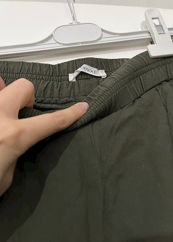 Kadın Haki Keten Bol Kesim Pantolon - Görsel 3