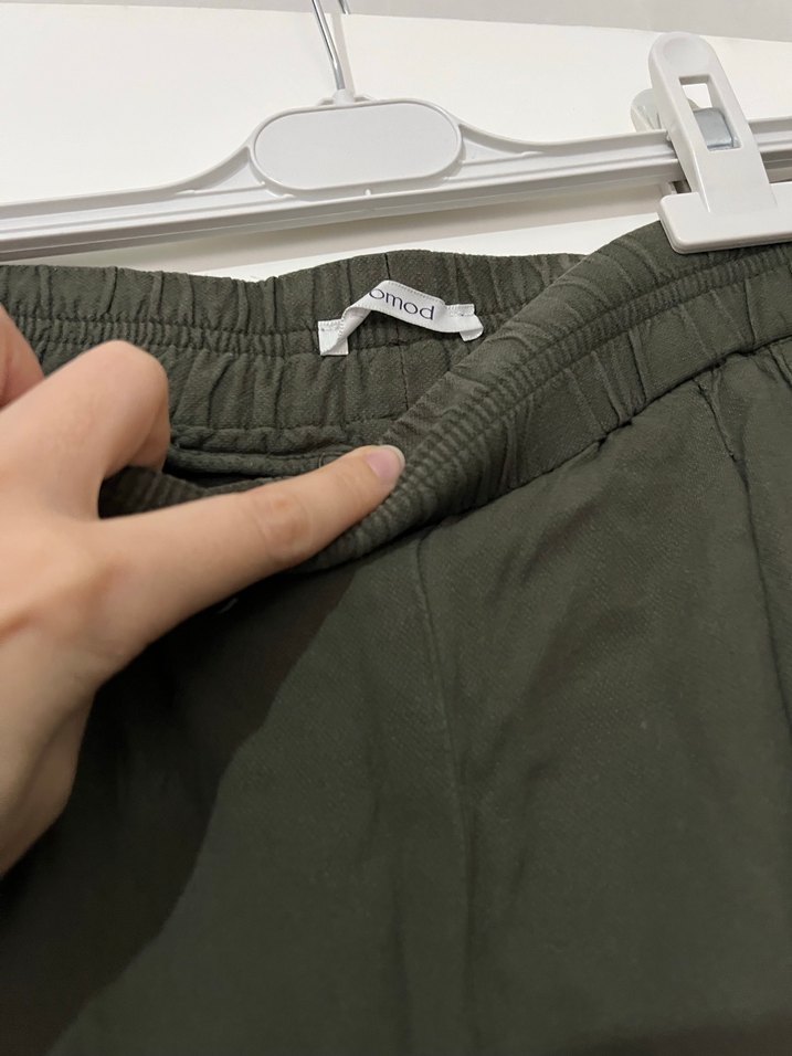 Kadın Haki Keten Bol Kesim Pantolon - Görsel 3