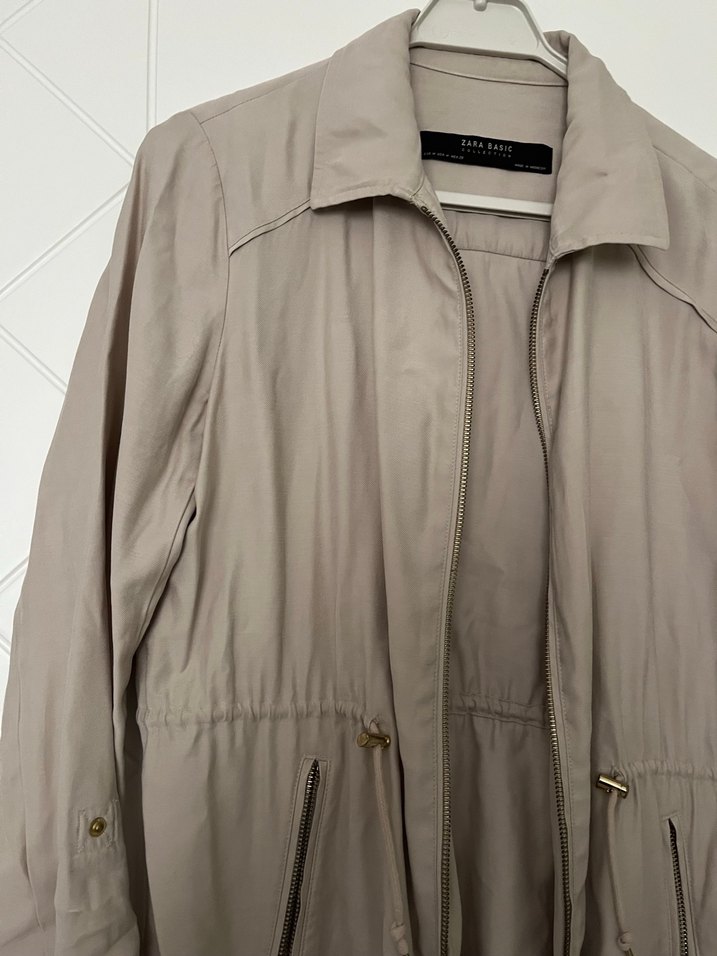 Bej, Fermuarlı, Salaş Kesim Kadın Ceket - Görsel 2