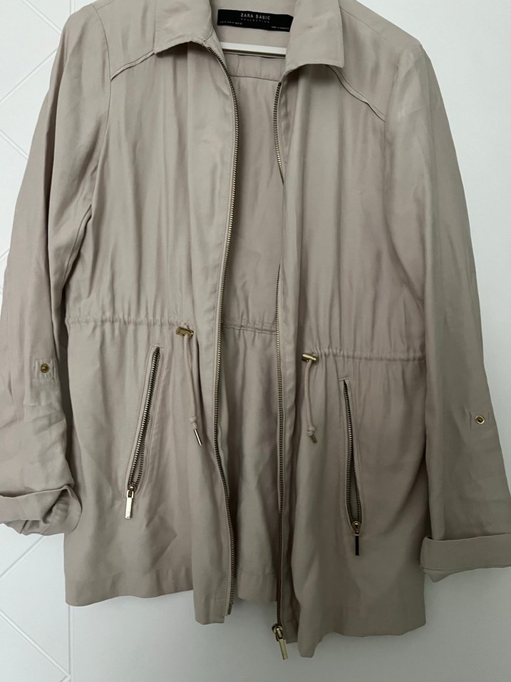 Bej, Fermuarlı, Salaş Kesim Kadın Ceket - Görsel 3