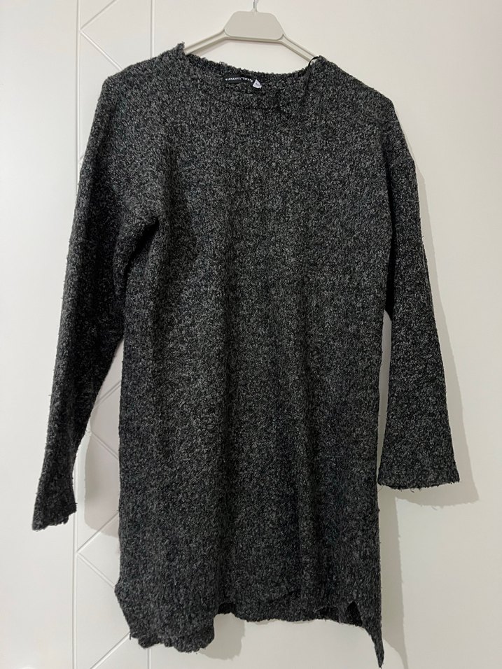 Gri Örgü Kadın Triko Kazak - Görsel 2