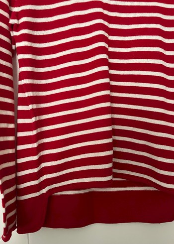 Kırmızı Çizgili Kadın Uzun Kollu Triko - Görsel 3