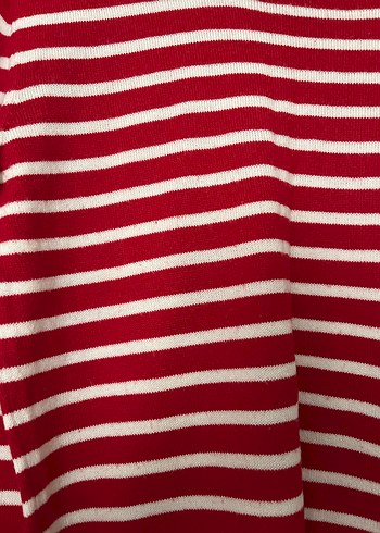 Kırmızı Çizgili Kadın Uzun Kollu Triko - Görsel 4