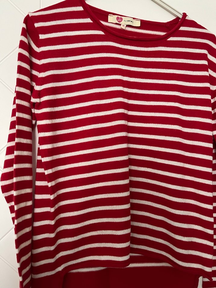 Kırmızı Çizgili Kadın Uzun Kollu Triko - Görsel 2