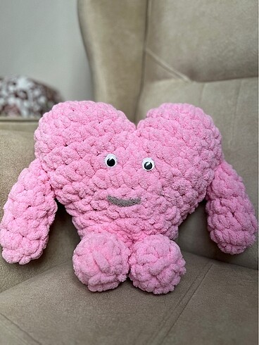 Beden pembe Renk puffy kalp yastık