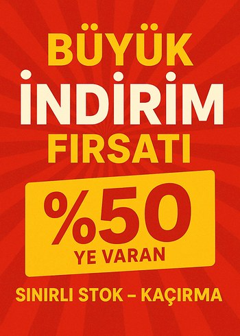 Büyük İndirim Fırsatı %50' varan indirim