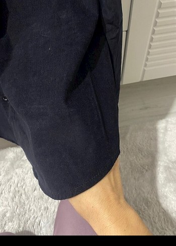 Siyah Süet Erkek Gömlek, Uzun Kollu, Düğmeli - Görsel 3