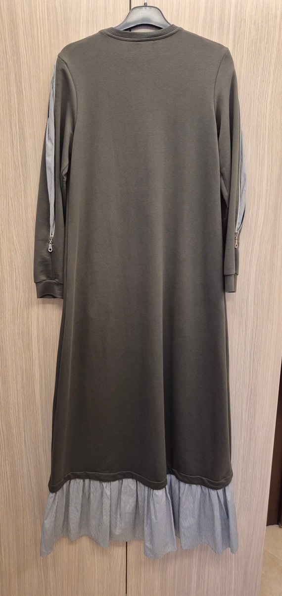 Gri Uzun Kollu Elbise - Görsel 2