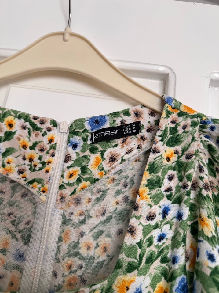 Çiçek Desenli V Yaka Uzun Elbise - Görsel 3