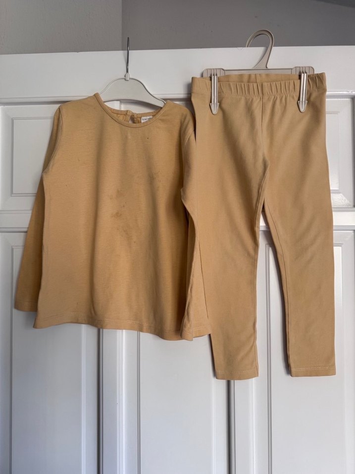 Bej Bebek Kız Uzun Kollu Takım - Görsel 3