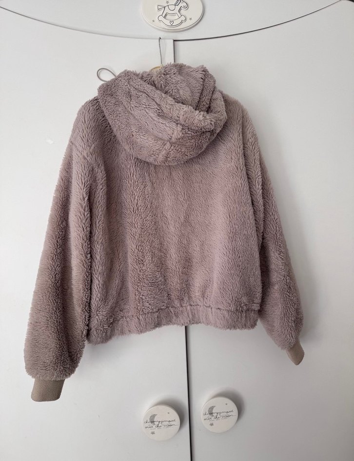Kapüşonlu Kadın Peluş Ceket - Görsel 3