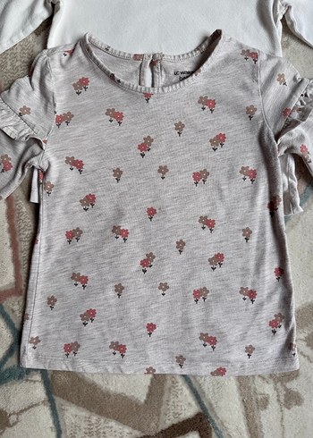 Kız Çocuk Gri Uzun Kollu Fırfırlı Tişört - Görsel 5