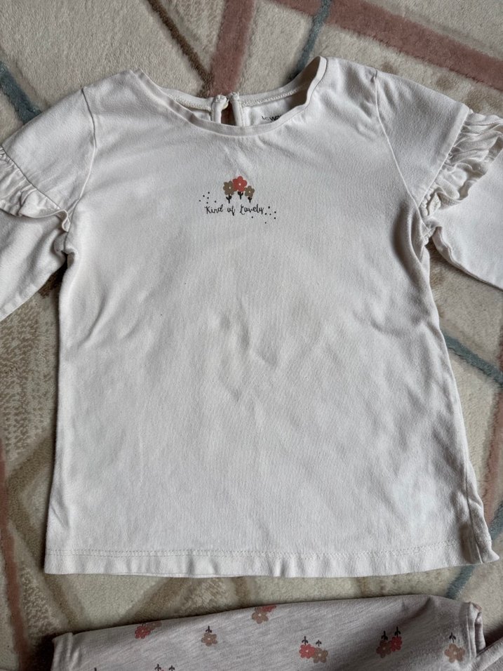 Kız Çocuk Gri Uzun Kollu Fırfırlı Tişört - Görsel 2