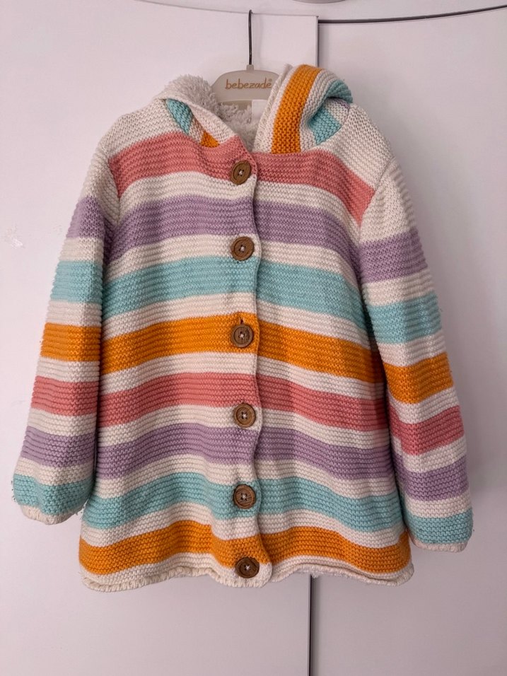 Renkli Bohem Uzun Kollu Triko Hırka - Görsel 2