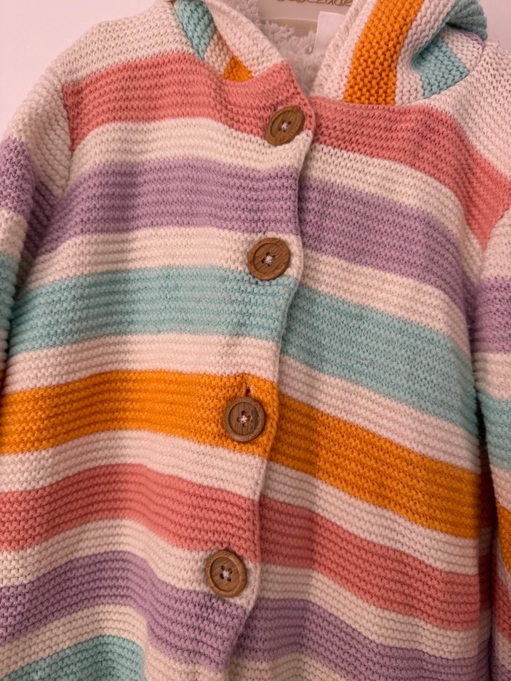 Renkli Bohem Uzun Kollu Triko Hırka - Görsel 5