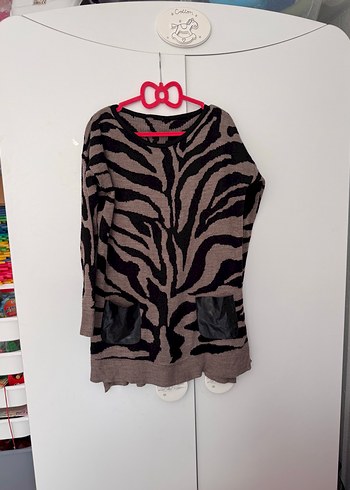 Zebra Desenli Rahat Triko Tunik