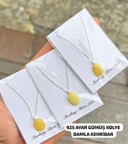 Damla kehribar kolye