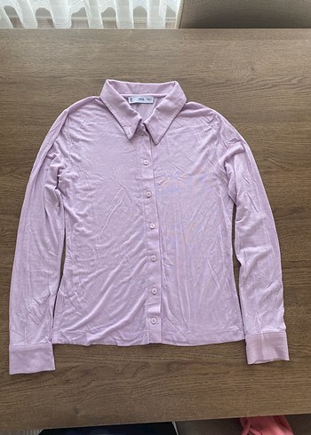 Düğmeli, Uzun Kollu, Pastel Renk Kadın Triko Gömlek