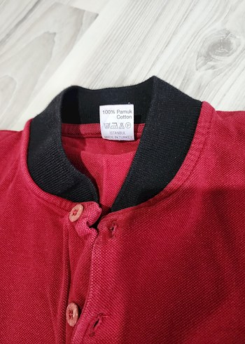 9 Yaş Beden bordo Düğmeli Kısa Kollu Erkek Polo Tişört