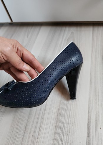 lacivert Fiyonklu Kadın Topuklu Ayakkabı - Görsel 3