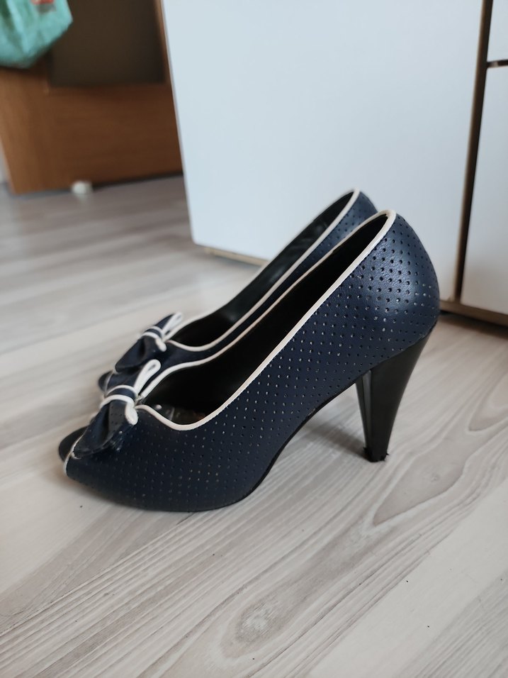 lacivert Fiyonklu Kadın Topuklu Ayakkabı - Görsel 2