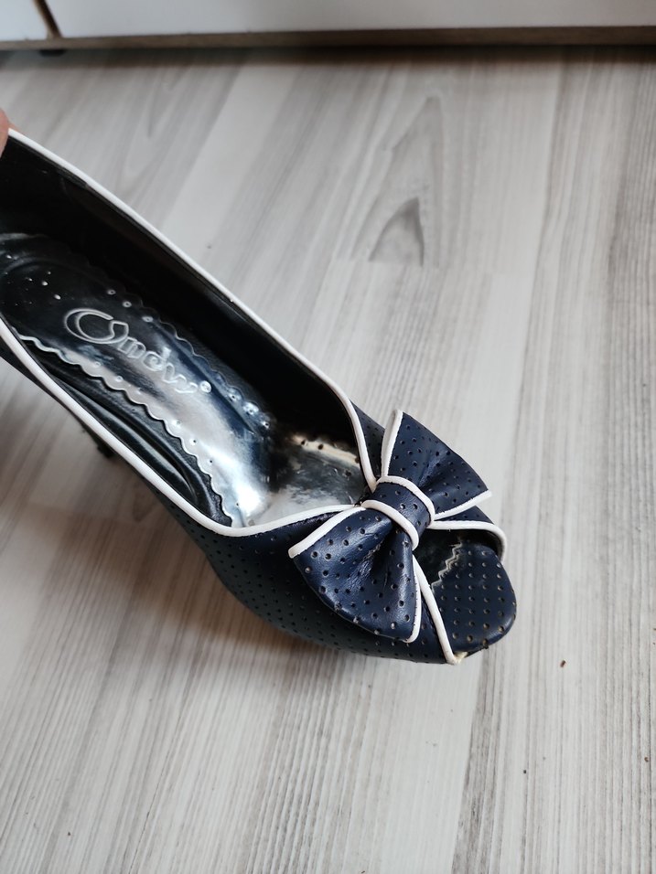 lacivert Fiyonklu Kadın Topuklu Ayakkabı - Görsel 4